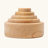 Set of 5 Grimms natural wooden bowls sitting inside each other