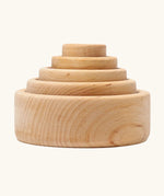 Set of 5 Grimms natural wooden bowls sitting inside each other