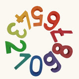 Set of Grimms wooden chunky coloured  0-9 numbers made for learning and stacking