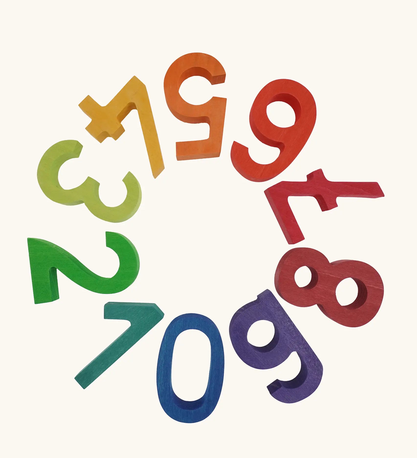 Set of Grimms wooden chunky coloured  0-9 numbers made for learning and stacking
