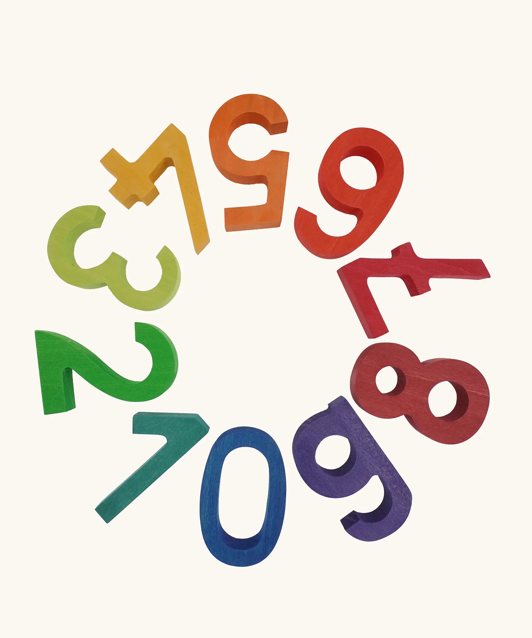 Set of Grimms wooden chunky coloured  0-9 numbers made for learning and stacking