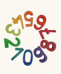 Set of Grimms wooden chunky coloured  0-9 numbers made for learning and stacking