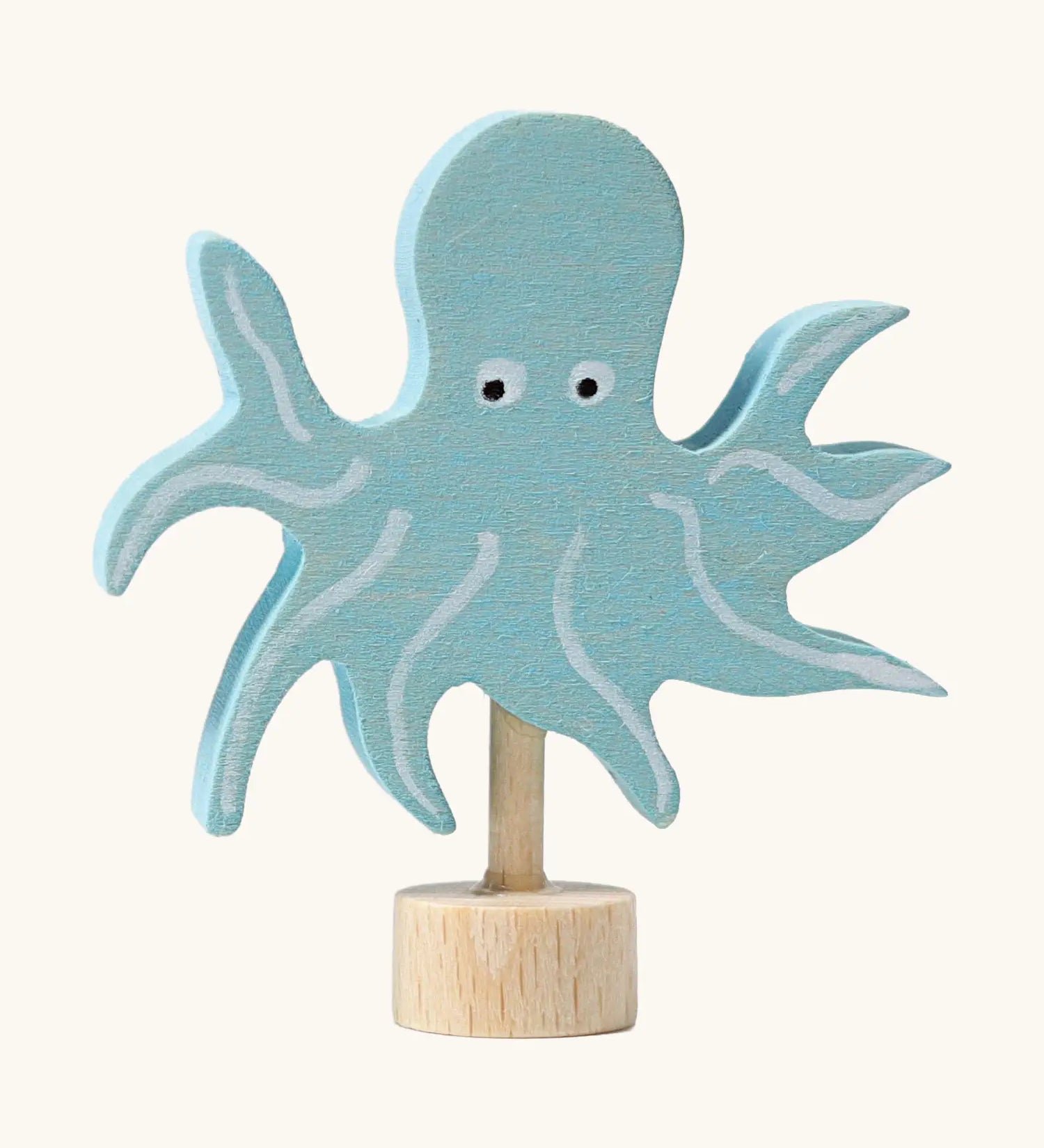 Grimm's handcrafted wooden octopus decorative figure with hand painted detail and stand
