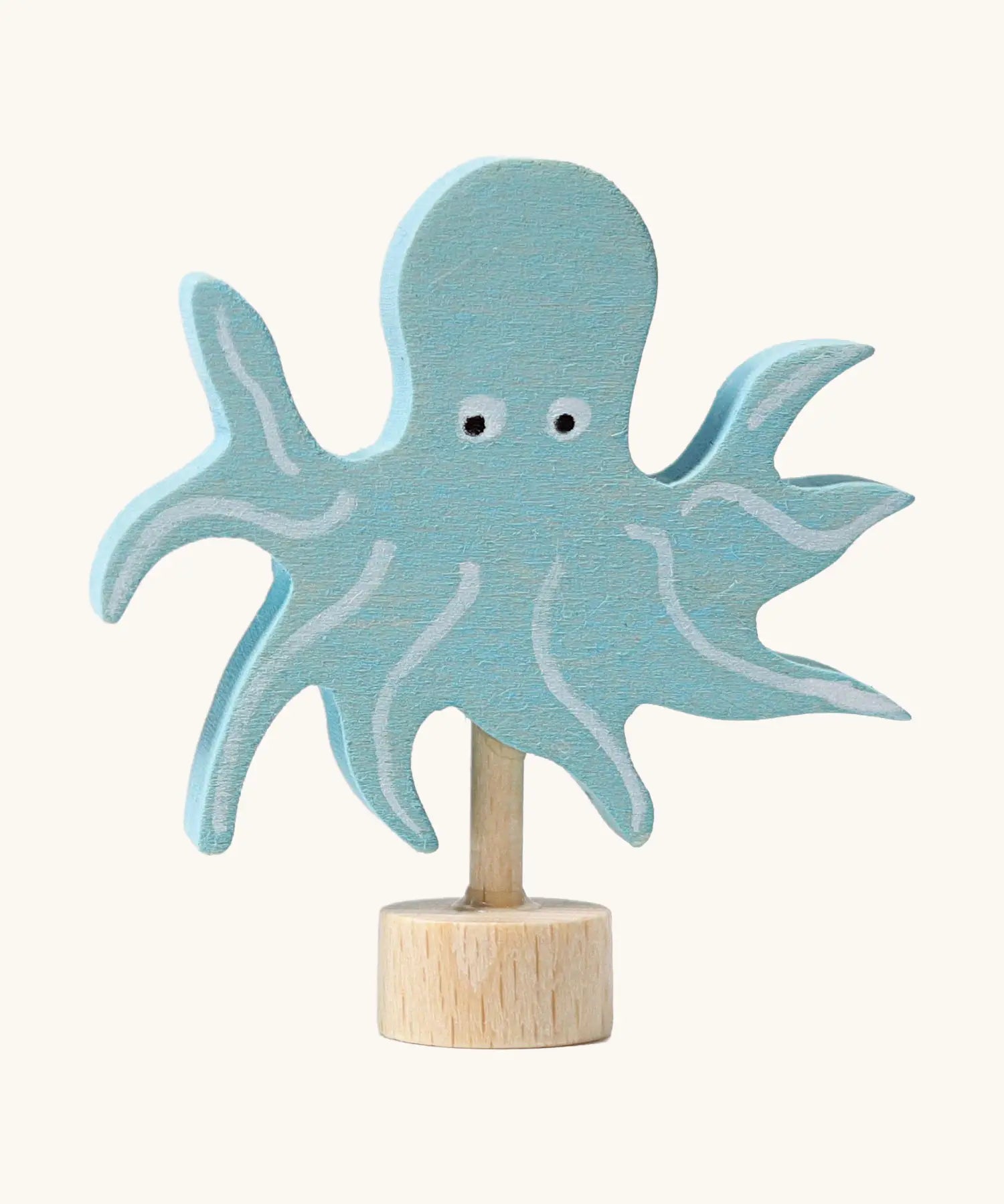 Grimm's handcrafted wooden octopus decorative figure with hand painted detail and stand