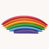 6 Grimms handcrafted wooden bridges in a rainbow palette. Perfect for stacking and building