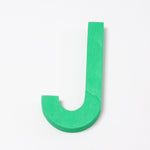 Grimm's wooden school Letter J in a shade of GREEN. These Grimm's letters are part of a wide range of wooden toys available here at Babipur. 