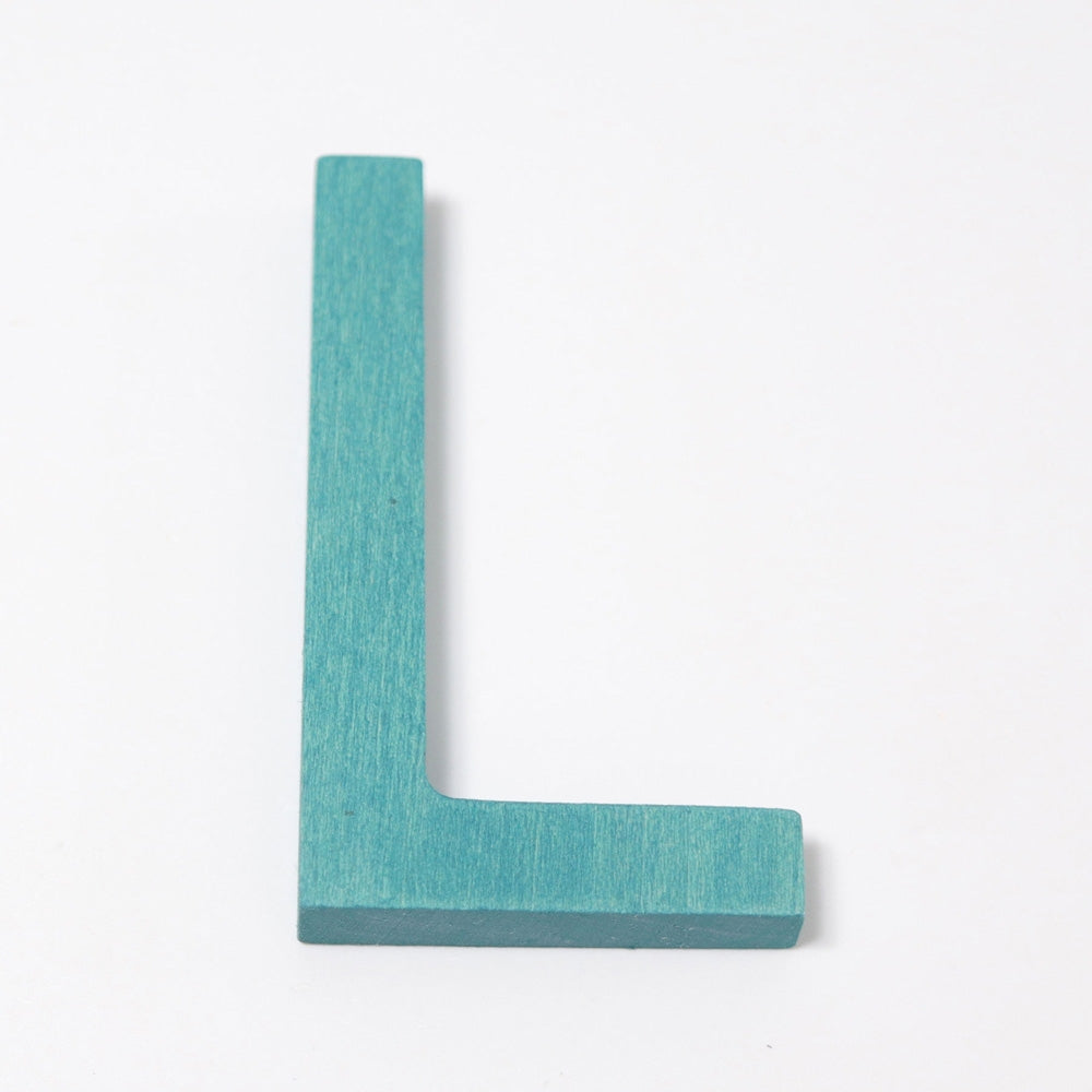 Grimm's wooden school Letter L in a shade of BLUE. These Grimm's letters are part of a wide range of wooden toys available here at Babipur. 