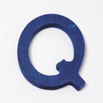 Grimm's wooden school Letter Q in a shade of BLUE. These Grimm's letters are part of a wide range of wooden toys available here at Babipur. 