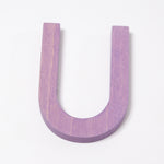 Grimm's wooden school Letter U in a shade of PURPLE. These Grimm's letters are part of a wide range of wooden toys available here at Babipur. 