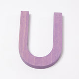 Grimm's wooden school Letter U in a shade of PURPLE. These Grimm's letters are part of a wide range of wooden toys available here at Babipur. 