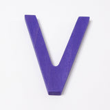 Grimm's wooden school Letter V in a shade of PURPLE. These Grimm's letters are part of a wide range of wooden toys available here at Babipur. 
