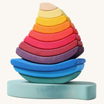 Grimm's Stacking Tower Boat wooden toy.