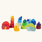 Collection of Grimm's wooden stacking toys. Simple stacking puzzles.