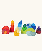 Collection of Grimm's wooden stacking toys. Simple stacking puzzles.