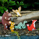 Bajo Gruffalo character collection including posable Gruffalo and mouse and owl snake and fox figures