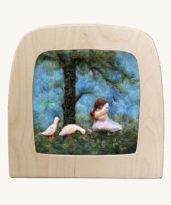 Toverlux magic lamp silhouette feauring geese cuddles artwork ay Het Wol Feetje.