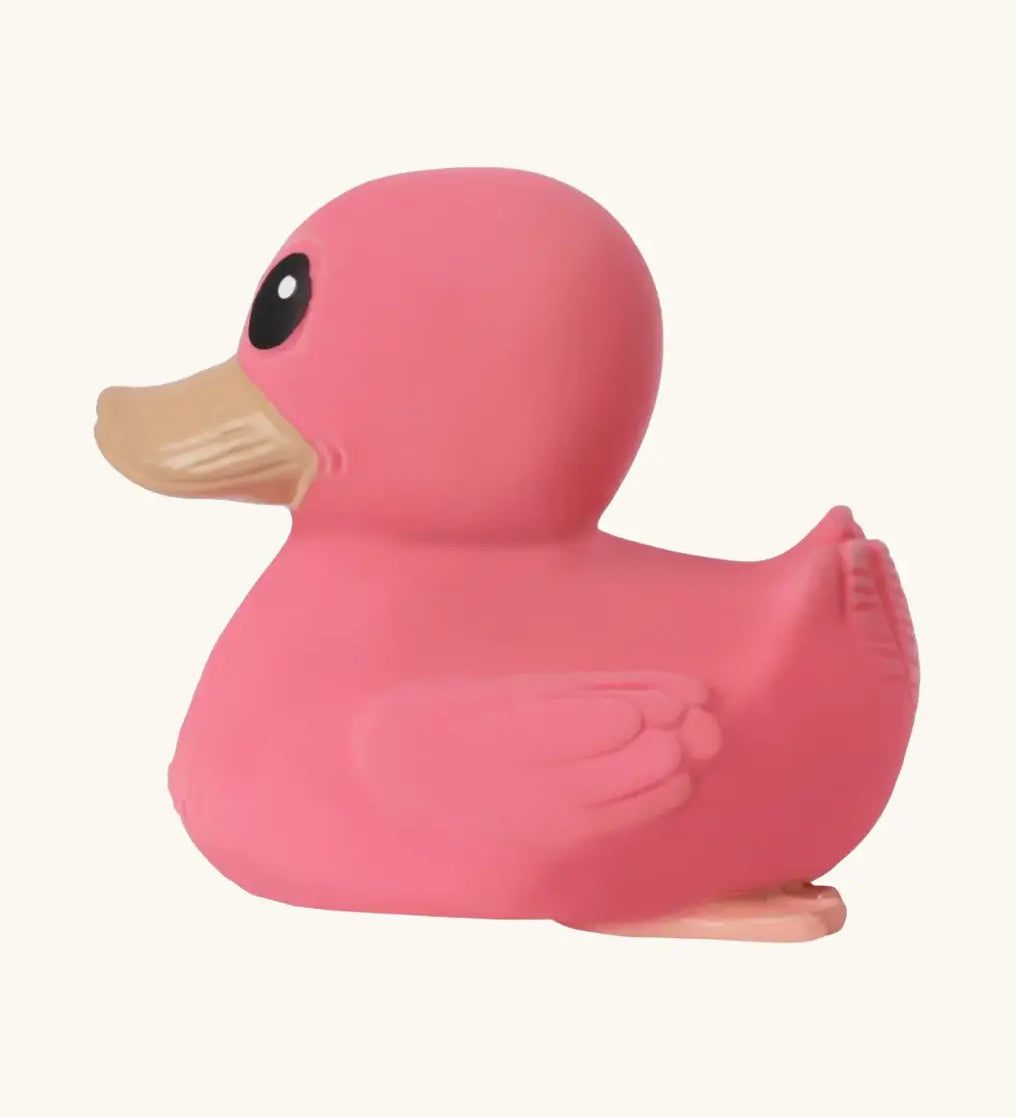 Hevea powerful pink mini kawan duck bath toy teether made from natural rubber. 