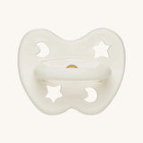 The Hevea natural rubber pacifier dummy with a symmetrical nipple shape, in milky white 