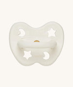 The Hevea natural rubber pacifier dummy with a symmetrical nipple shape, in milky white 
