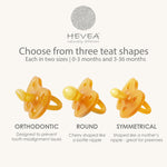 A guide showing all three teat shapes available from Hevea, with a short description to highlight the difference between each one