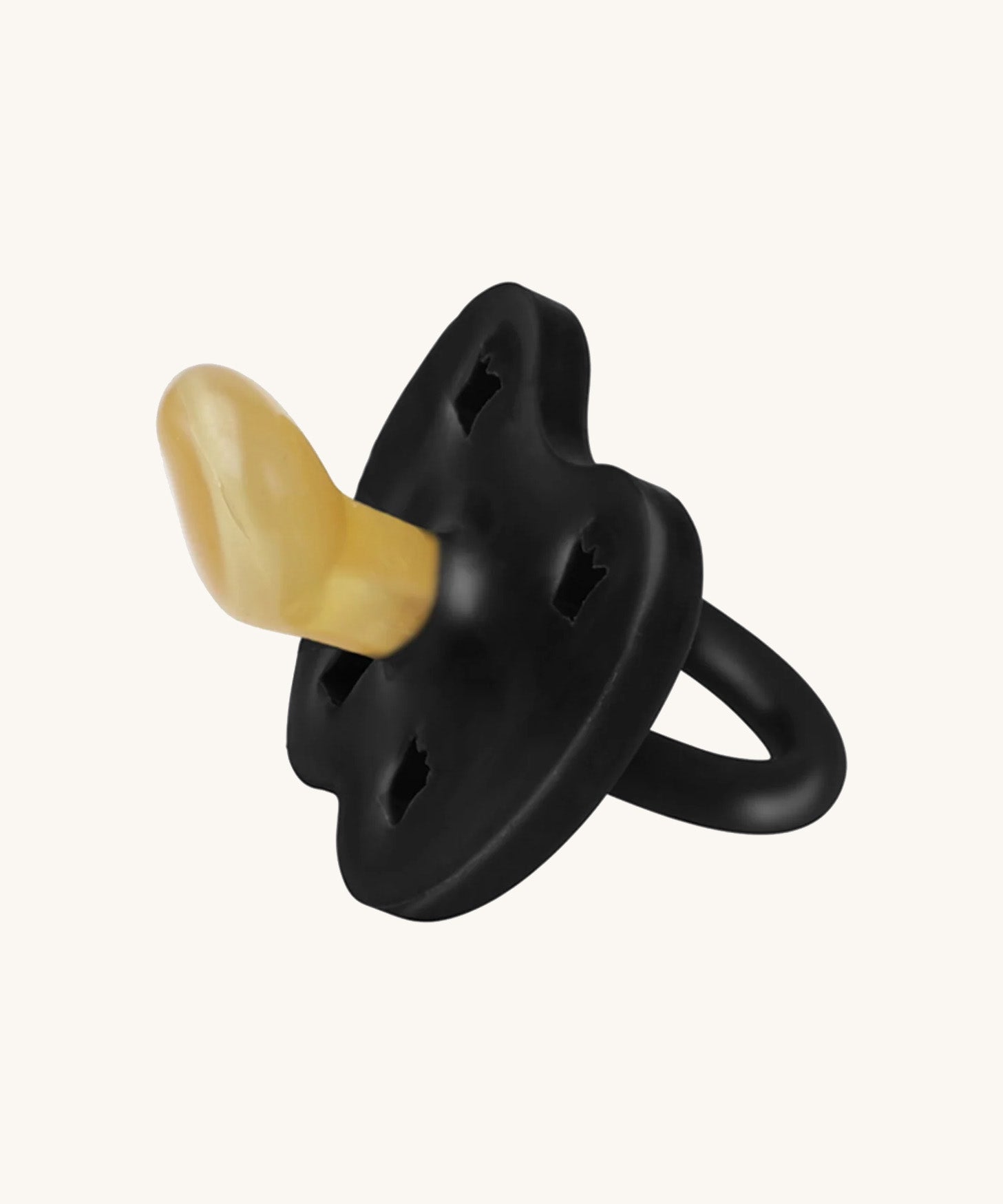 The Hevea 100% natural rubber baby pacifier with an orthodontic teat - black