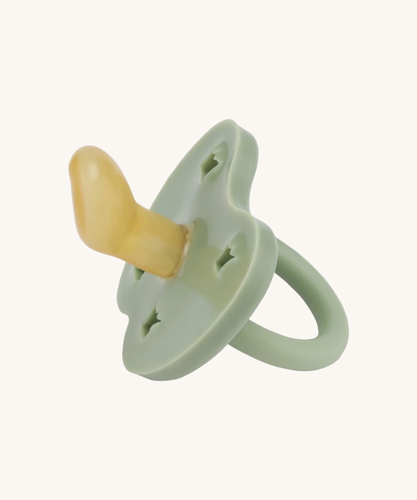 The Hevea 100% natural rubber baby pacifier with an orthodontic teat - moss green