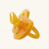 The Hevea 100% natural rubber baby pacifier with an orthodontic teat - natural orange