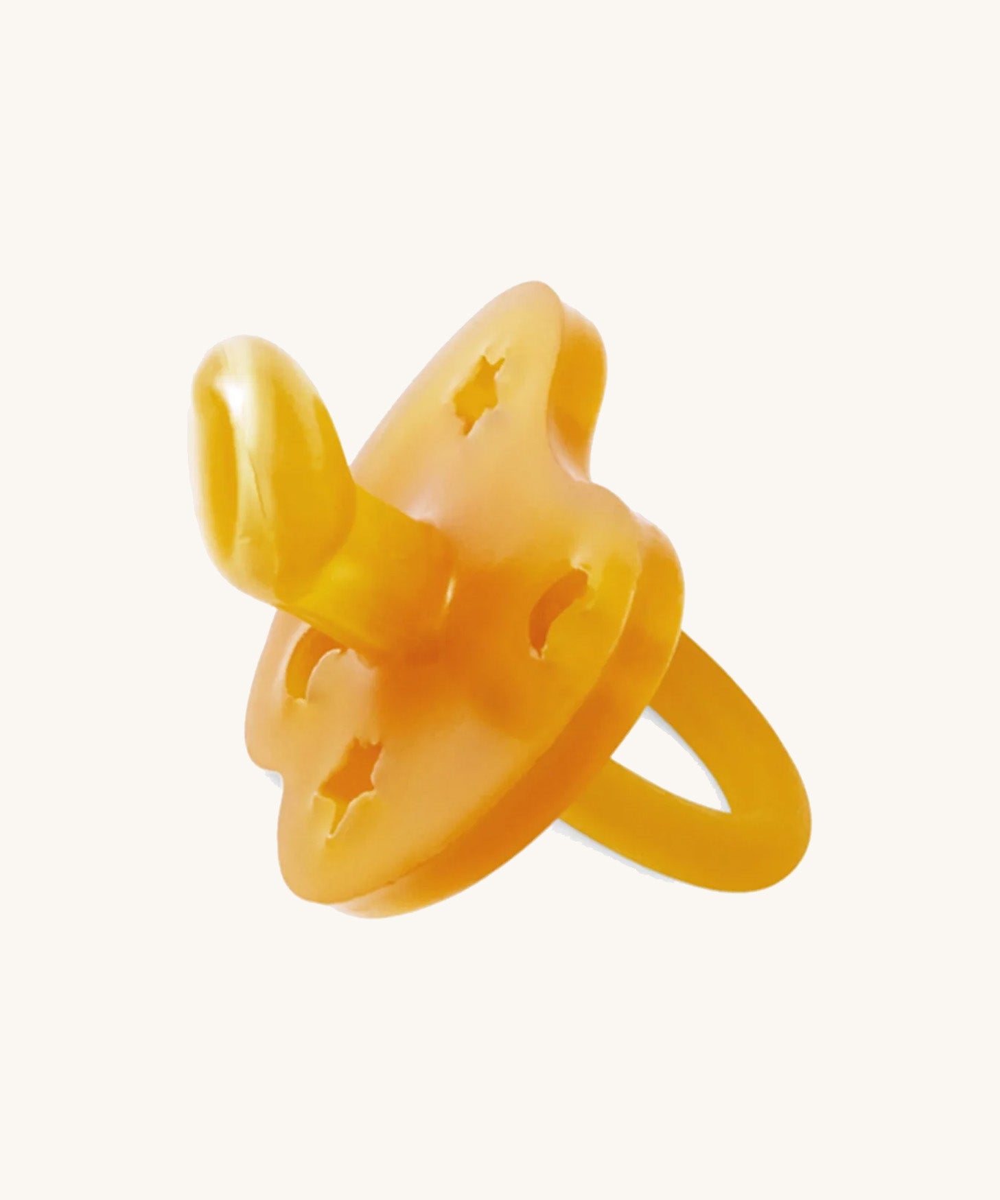 The Hevea 100% natural rubber baby pacifier with an orthodontic teat - natural orange