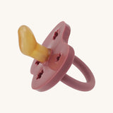 The Hevea 100% natural rubber baby pacifier with an orthodontic teat - rosewood pink