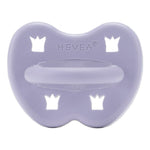 Hevea Orthodontic dusty violet chemical-free pacifier with crown cut outs on a white background