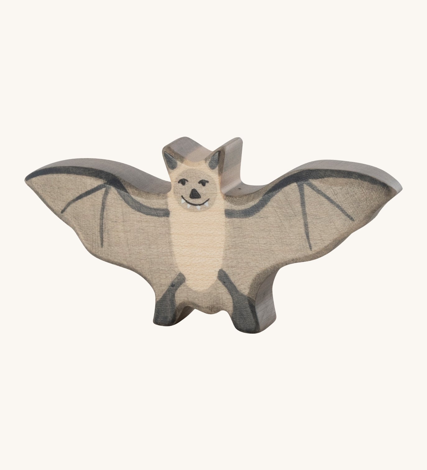 The Holztiger Bat wooden animal toy. A hand carved and painted toy for encouraging imaginative and Waldorf-inspired play. 