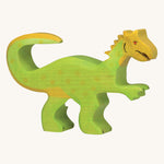 The Holztiger Dinosaur Oviraptor wooden toy figure on a plain background. 