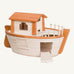 Holztiger handcrafted wooden XL Noah's ark. Features a detachable cabin, removable lid, rope railings and a working side ramp