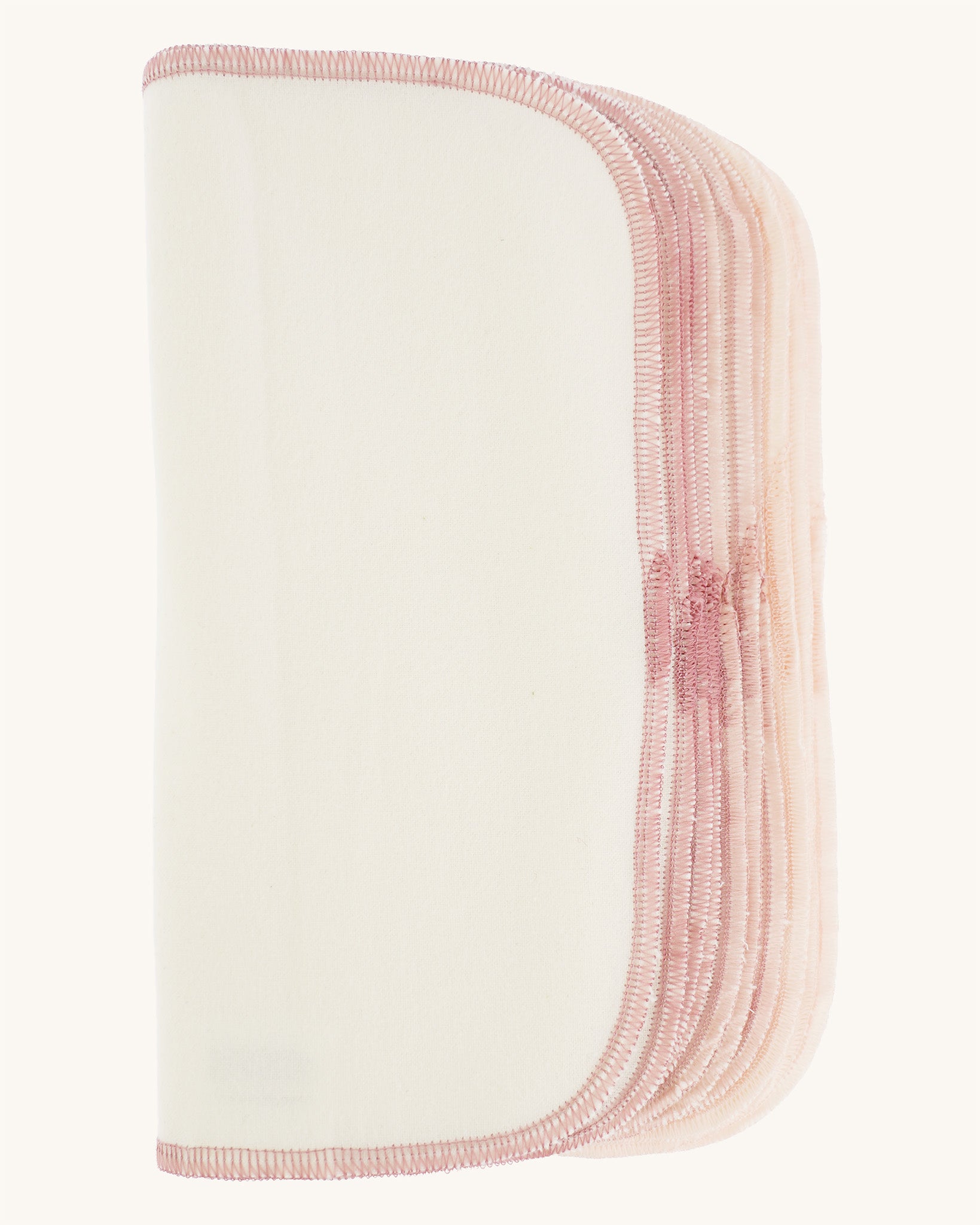 Imse Vimse Reusable Organic Cotton Wipes in a 10 Pack featuring the pink edging 