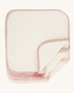 Imse Vimse Reusable Organic Cotton Wipes in a 10 Pack featuring the pink edging 