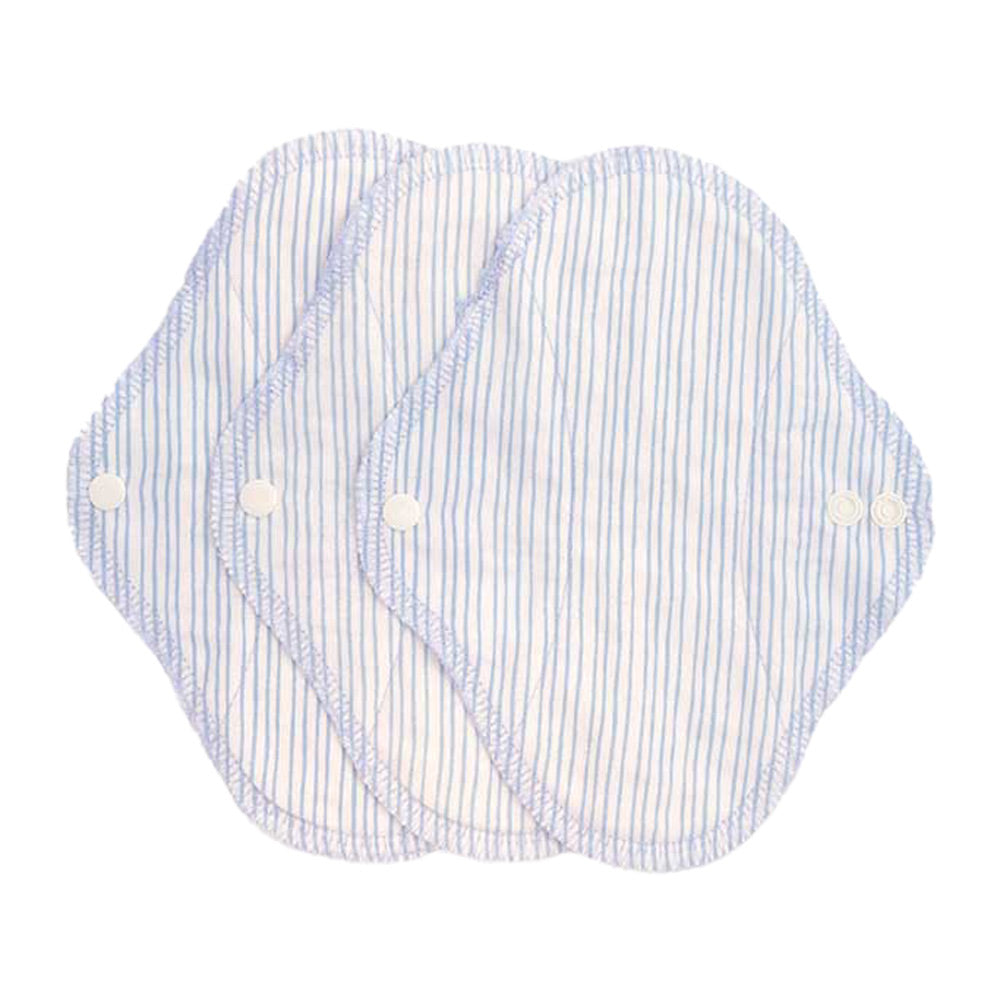 3 pack of imse vimse reusable panty liner period pants in the denim stripes colour on a white background