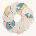 ImseVimse Organic Cotton Terry Cleansing Pads with a pastel hoop print.