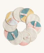 ImseVimse Organic Cotton Terry Cleansing Pads with a pastel hoop print.