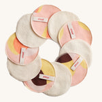 ImseVimse Organic Cotton Terry Cleansing Pads in a pink hoop print.