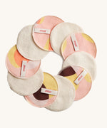 ImseVimse Organic Cotton Terry Cleansing Pads in a pink hoop print.