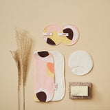 ImseVimse Organic Cotton Terry Cleansing Pads with a pink hoop print. 