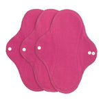 3 pack of Imse Vimse classic reusable period pads in the sangria solid colour on a white background