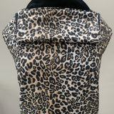 Integra leopard design baby carrier available at a Babipur. Features a small hood for head protection.