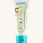 A 50g tube of Jack N' Jill blueberry flavoured fluoride free kid's toothpaste. 