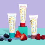 50g tubes of Jack N' Jill blueberry, strawberry and raspberry flavoured fluoride free kid's toothpaste. 