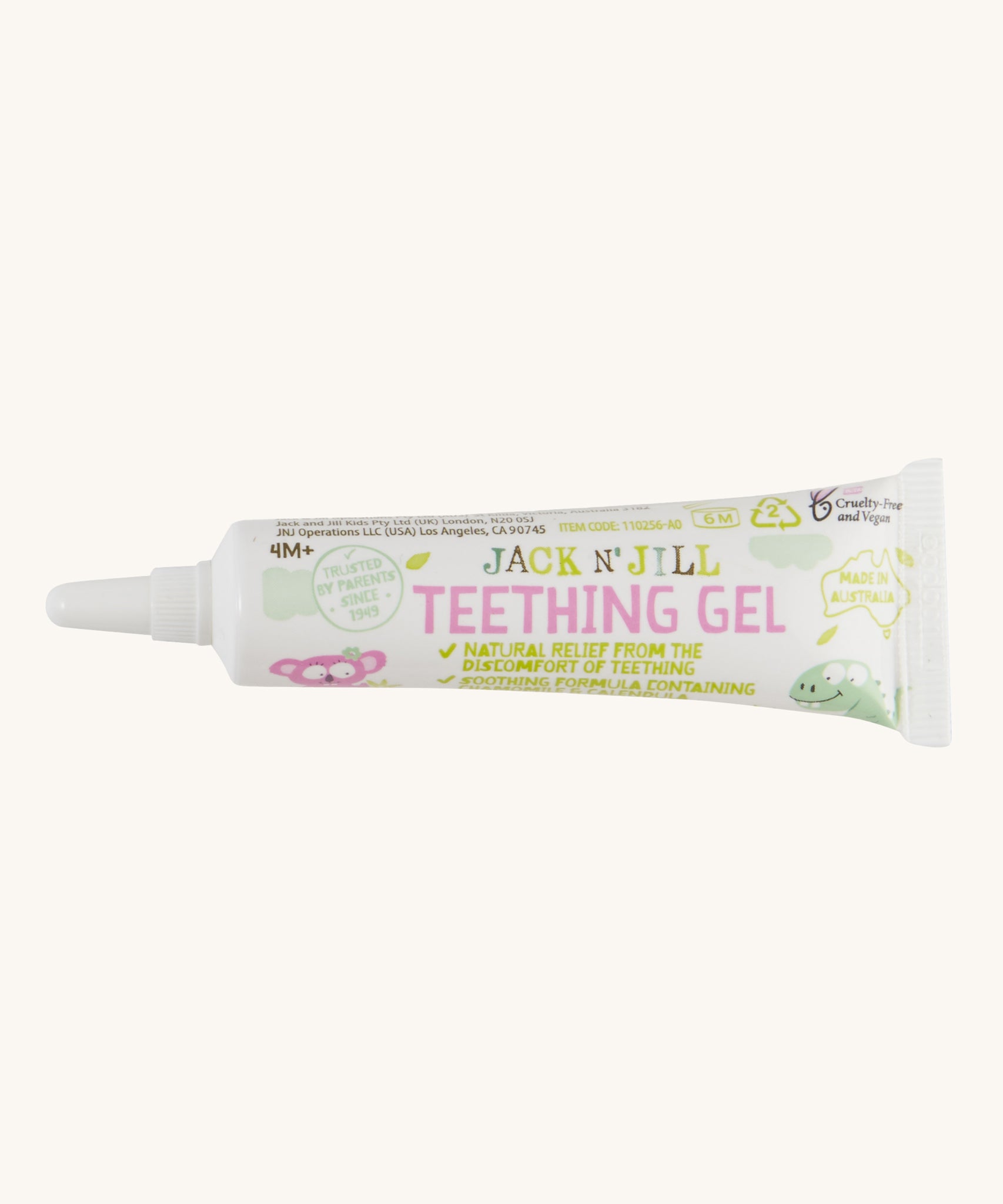 A 15g tube of Jack N' Jill Natural Teething Gel.