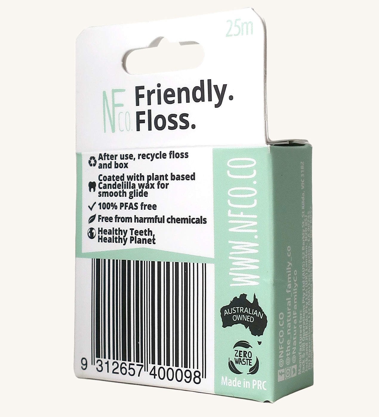 The back of the Jack N Jill friendly dental floss packaging available at Babipur. 