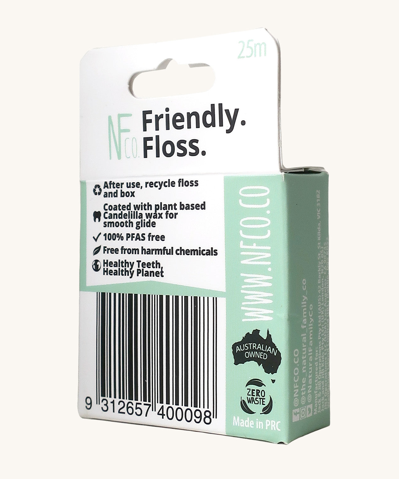 The back of the Jack N Jill friendly dental floss packaging available at Babipur. 