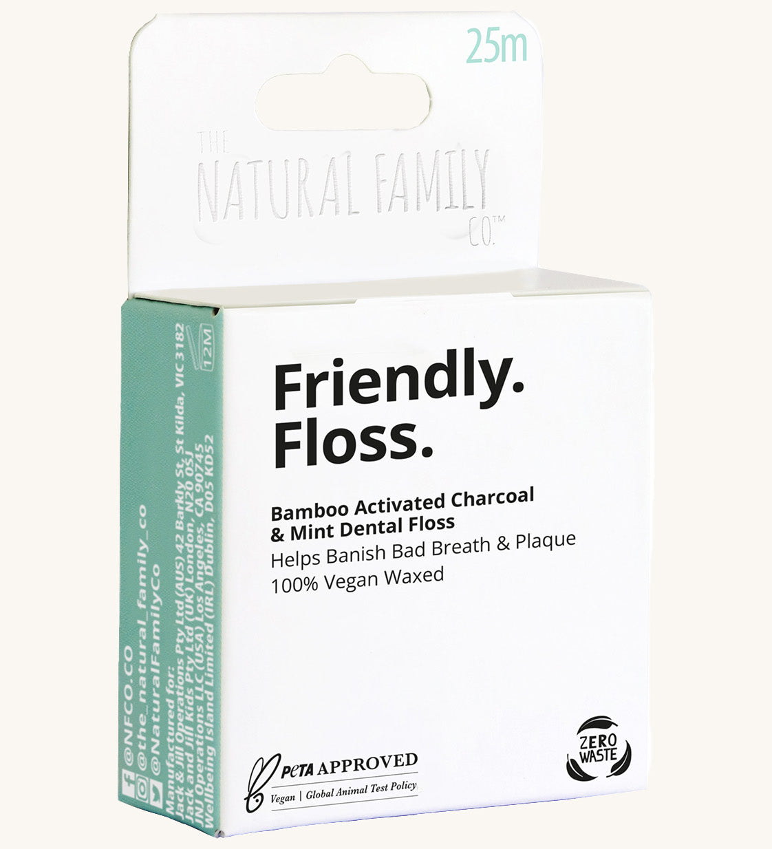 Jack N Jill friendly dental floss available at Babipur. A 100% vegan waxed bamboo activated charcoal & mint dental floss
