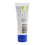 The back of the Jack N Jill kids natural toothpaste in a bubblegum flavour, showing the ingredients list and natural certifications.